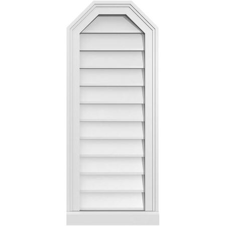 Ekena Millwork Octagonal Top Surface Mount PVC Gable Vent w/ 2"W x 2"P Brickmould Sill Frame, 14"W x 34"H GVPOT14X3403SN